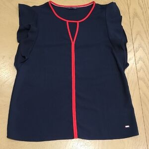 Tommy Hilfiger Dark Blue Blouse with Red Accents